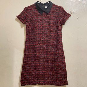NWOT Maison Jules Red & Black Collared Mini Dress